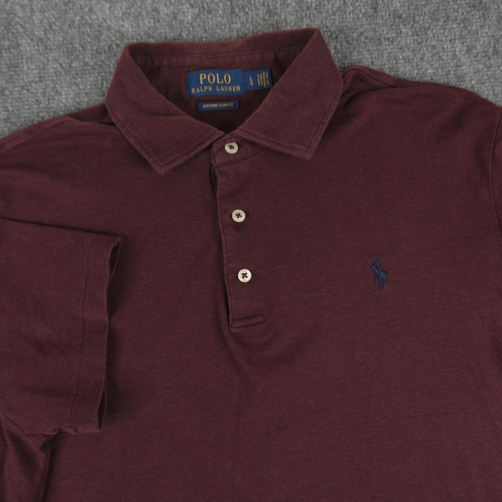 Polo Ralph Lauren Polo Shirt Mens Large Burgundy Custom Slim Fit Short Sleeve